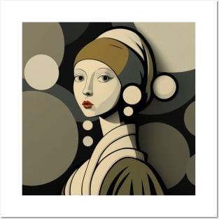 Illustration of Girl with a Pearl Earring by Johannes Vermeer Posters and Art